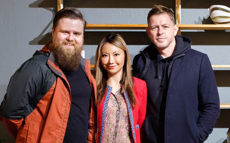 Amanda Cai, founder and CEO of Jove, centre, with members of the Jove team